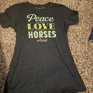 Ariat Dark Gray Peace Love Horses Tee